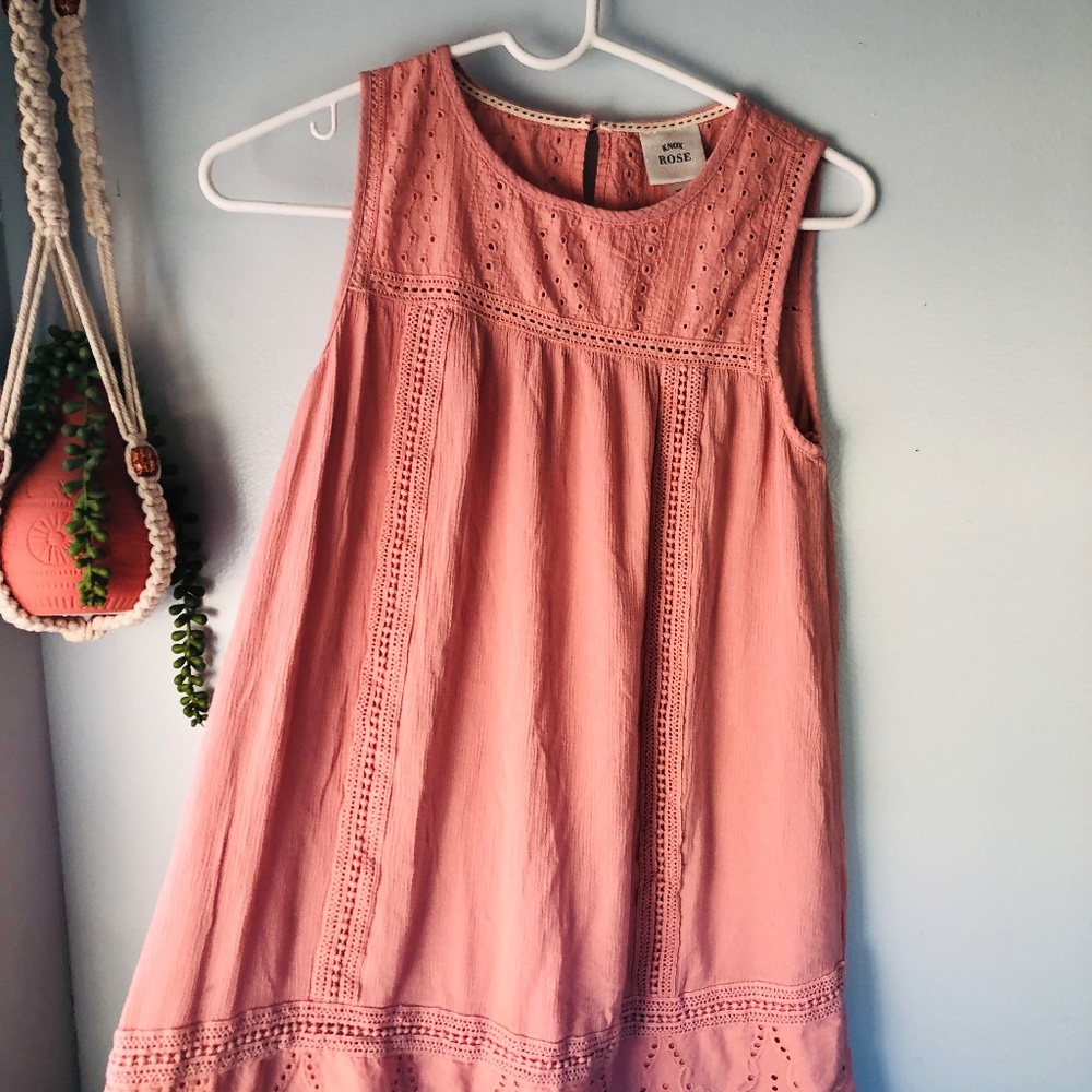 Pink Sleeveless Mini Dress Lace Detail Barbiecore - Picture 2 of 6